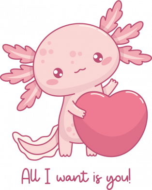 Чехол из раздела Авторские принты Аксолотль с сердцем валентинкой для Xiaomi Redmi 10 2