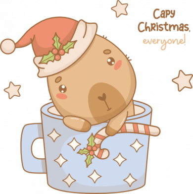 Кружка кольорова 320ml Capy Christmas! Спокійний капібара у чашці 2