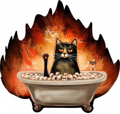 Черный кот в ванне