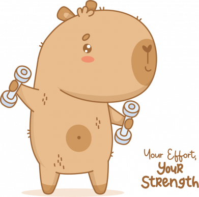 Женская футболка Капибара с гантелями 2