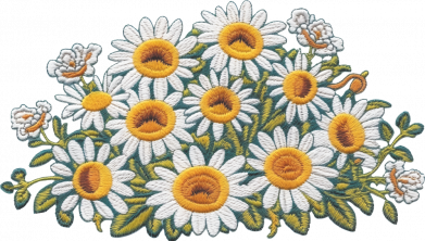 Кепка Букет белых ромашек вышивка 2