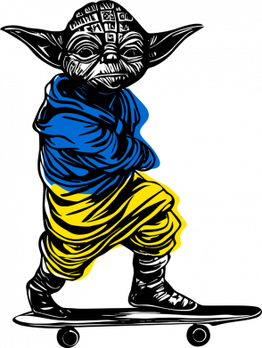 Шеврон прямоугольный Йода на скейте 2
