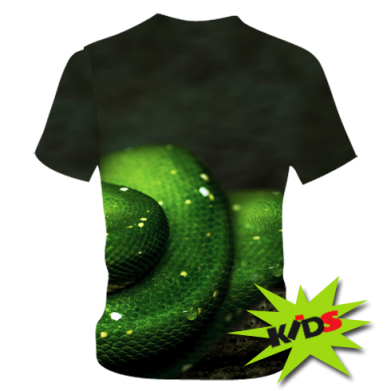 Принт Дитяча футболка 3D Green snake macro, Фото № 2 - FATLINE