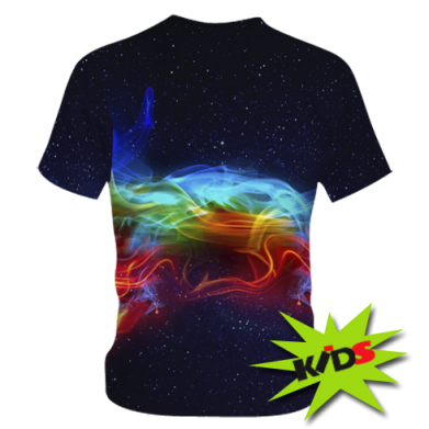 Детская 3D футболка Soccer ball on fire in space 2