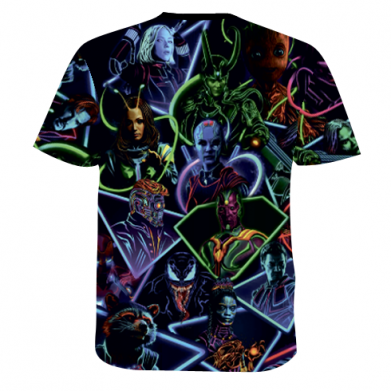 Мужская 3D футболка Marvel neon art pattern 2