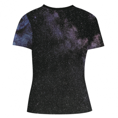 Женская 3D футболка Face of a lion on the background of space 2