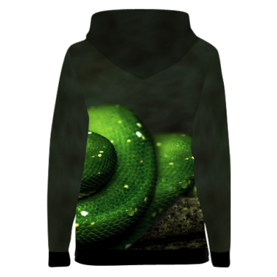 Женская 3D худи Green snake macro 2