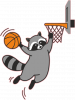 Енот-баскетболист слэм-данк
