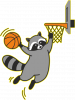 Енот-баскетболист слэм-данк