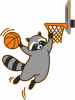 Енот-баскетболист слэм-данк