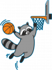 Енот-баскетболист слэм-данк