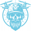Бородатый череп в шлеме с квадрокоптером fpv