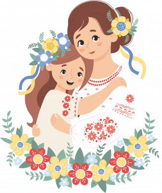 Шоппер Красавицы украинки мама с дочкой в цветах 2