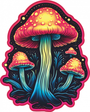 Чехол из раздела Авторские принты Волшебные грибы неон для Apple iPhone 12 2