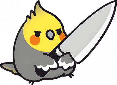 Стикер Попугай с ножом 2