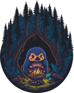 Шапка на флисе Ежик возле костра 2