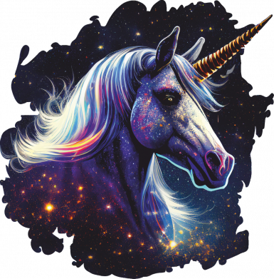 Женская футболка синий космический единорог 2