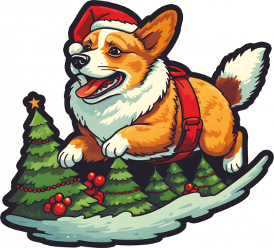 Штаны Рождество. Счастливый корги 2