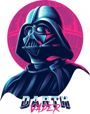 Шеврон закруглений прямокутний Synthwave Darth Vader 2