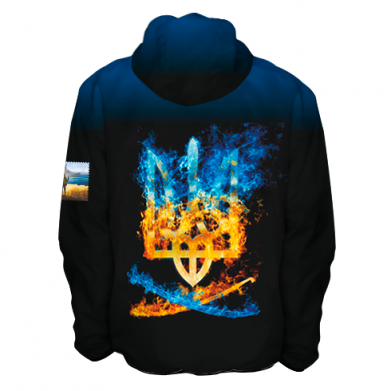 3D вітровка Герб України в жовто-блакитному вогні 2