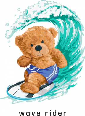 Медведь серфер на волне