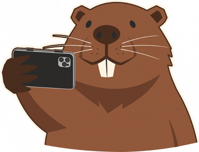 Влогер Бобр с смартфоном