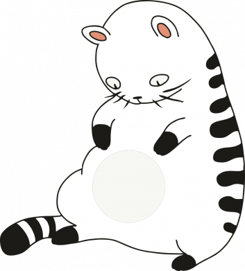 Кот смотрит на свое пузико