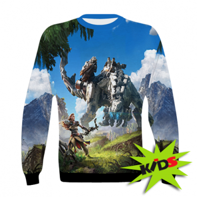 Принт Дитячий 3D світшот Horizon Zero Dawn Ela and mechanical dinosaur, Фото № 2 - FATLINE
