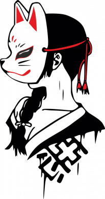 Прапор Girl with kitsune mask 2