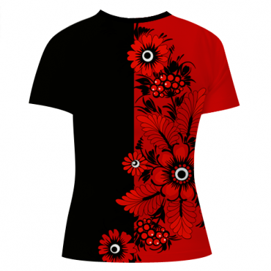 Жіноча 3D футболка Червоні квіти 2