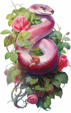 Женская футболка Розовая змея в цветах 2