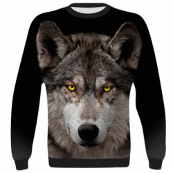 3D свитшот Wolf with yellow eyes
