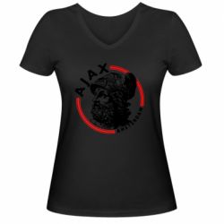 Женская футболка с V-образным вырезом Ajax лого - FATLINE Женская футболка с V-образным вырезом Ajax лого