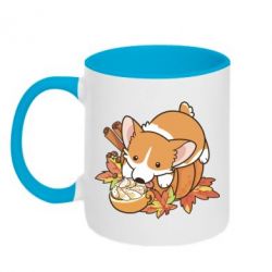 Кружка двухцветная 320ml Autumn Corgi - FATLINE Кружка двухцветная 320ml Autumn Corgi