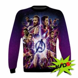 Детский 3D свитшот Avengers heroes and logo endgame - FATLINE Детский 3D свитшот Avengers heroes and logo endgame