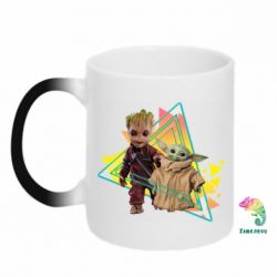 Кружка-хамелеон Baby yoda and baby groot - FATLINE Кружка-хамелеон Baby yoda and baby groot