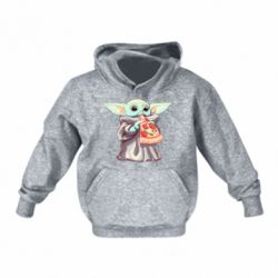 Детская худи Baby Yoda eats pizza - FATLINE Детская худи Baby Yoda eats pizza
