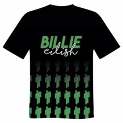 Чоловіча 3D футболка Billie Eilish and green background - FATLINE Чоловіча 3D футболка Billie Eilish and green background