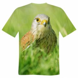 Мужская 3D футболка Bird and green field - FATLINE Мужская 3D футболка Bird and green field