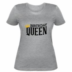 Женская футболка Birthday queen and crown yellow - FATLINE Женская футболка Birthday queen and crown yellow