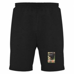 Чоловічі шорти Black pig and flowers - FATLINE Чоловічі шорти Black pig and flowers