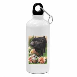 Фляга Black pig and flowers - FATLINE Фляга Black pig and flowers