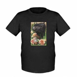 Дитяча футболка Black pig and flowers - FATLINE Дитяча футболка Black pig and flowers