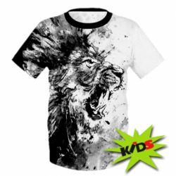 Дитяча футболка 3D Black & White Lion - FATLINE Дитяча футболка 3D Black & White Lion