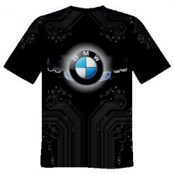 Мужская 3D футболка BMW flies the logo - FATLINE Мужская 3D футболка BMW flies the logo
