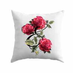 Подушка габардин Буква Е с розами - FATLINE Подушка габардин Буква Е с розами