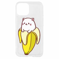 Чехол из раздела Любителям еды Cat and Banana для Apple iPhone 13 mini - FATLINE Чехол из раздела Любителям еды Cat and Banana для Apple iPhone 13 mini