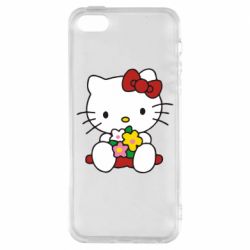 Чехол из раздела Hello Kitty Kitty с букетиком для Apple iPhone 5S - FATLINE Чехол из раздела Hello Kitty Kitty с букетиком для Apple iPhone 5S
