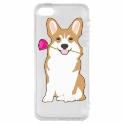 Чехол из раздела Собака Corgi With Flower для Apple iPhone SE - FATLINE Чехол из раздела Собака Corgi With Flower для Apple iPhone SE