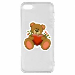 Чехол из раздела Авторские принты Мишка с сердцем для Apple iPhone SE - FATLINE Чехол из раздела Авторские принты Мишка с сердцем для Apple iPhone SE